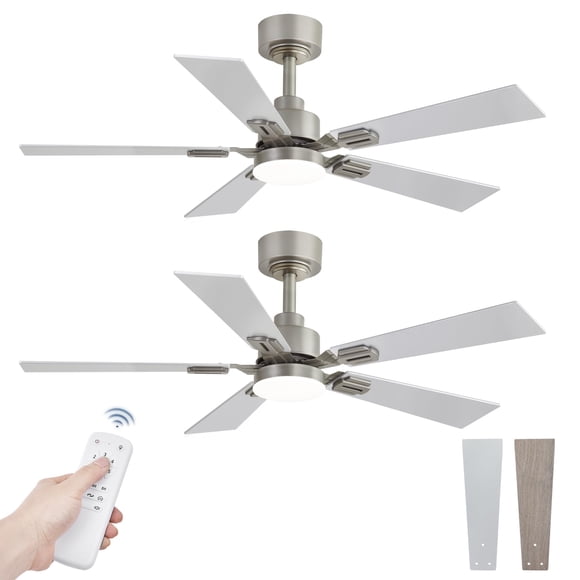 Ventilador de techo Fabulous de 42 pulgadas con luces y control remoto, paquete de 2 unidades, níque