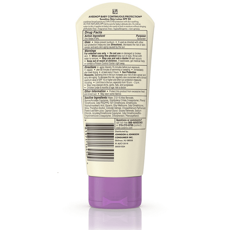 Aveeno Baby Continuous Protection Sunscreen SPF 50, 6-Pack photo 2