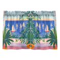 thumbnail image 7 of Yayeee Kitchen Curtains Tier Pair Light Filtering 27"x24" Rod Pocket Short Cafe Window Panel, Boat Seaside, 7 of 7