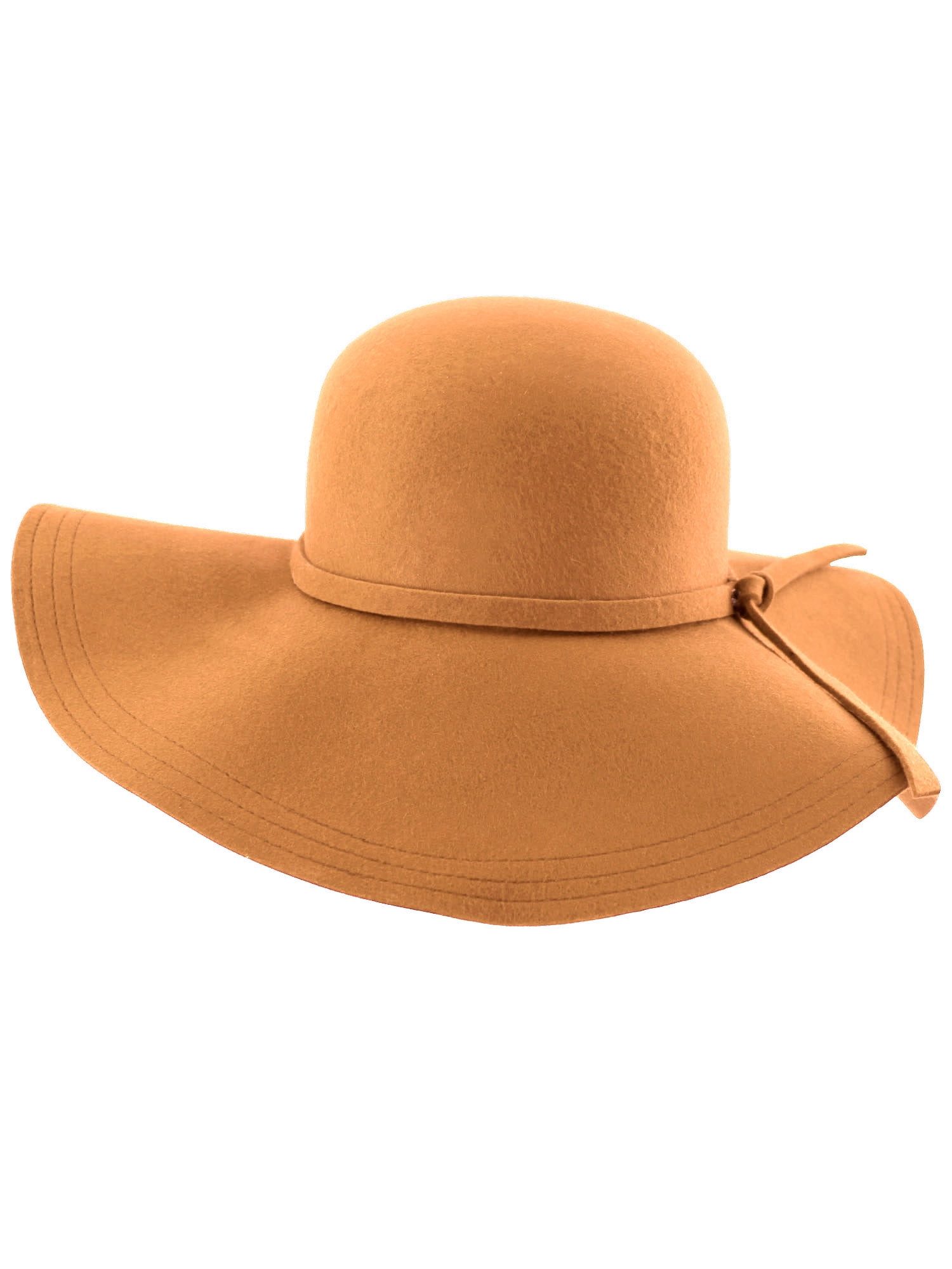 Camel Wide Brimmed Wool Floppy Hat 