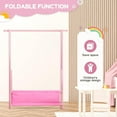 thumbnail image 2 of Kids Clothing Rack with Storage Box, Dress up Holder, Child Garment Hanger with Hanging Rods, Small and Foldable, Bamboo (Pink), 2 of 14