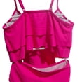 thumbnail image 4 of Girls Swimsuits 2 Piece Solid Color Ruffle Tankini Top for Youth and Floral Print High Waist Bottom Light Pink Size 12-13 Y, 4 of 4