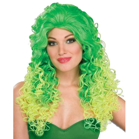 Adult Womens 80s Green Pop Glam Costume Wig