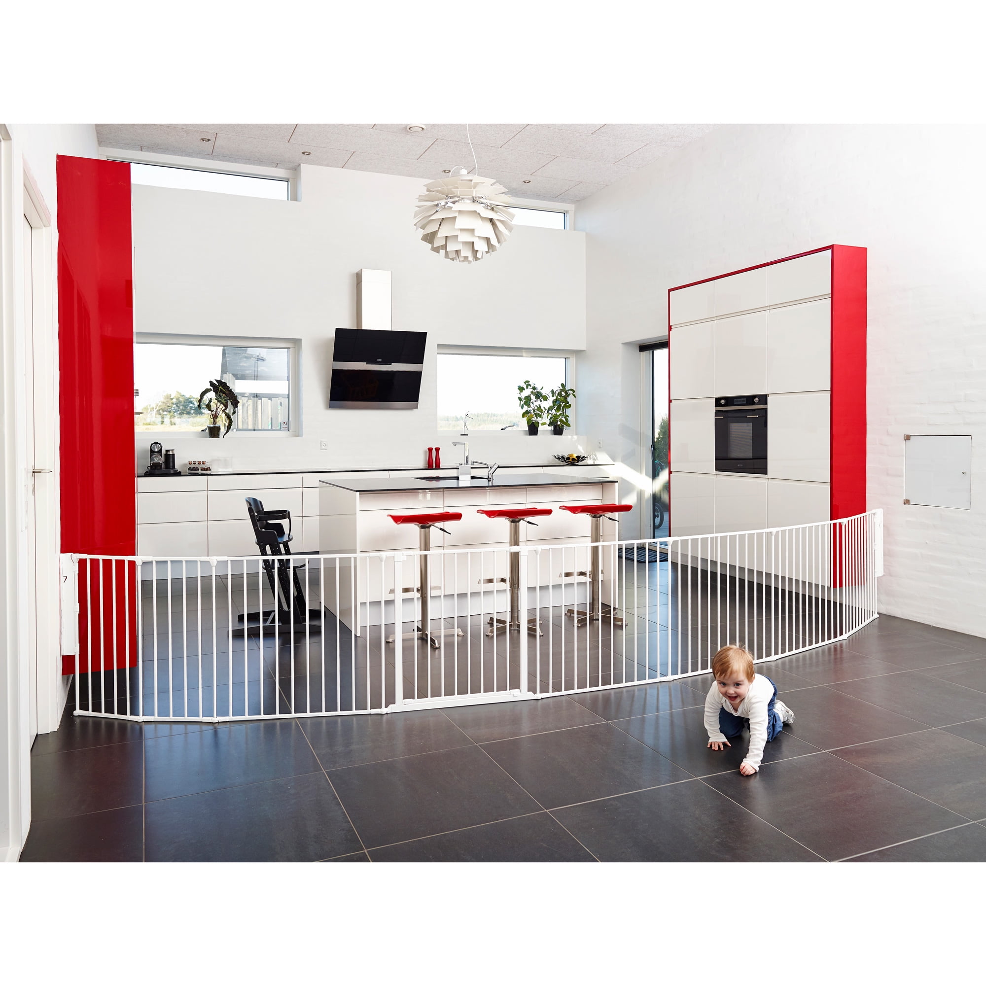 BabyDan Flex XXL Room Divider Safety Gate, Play Space 35.4" - 138", White