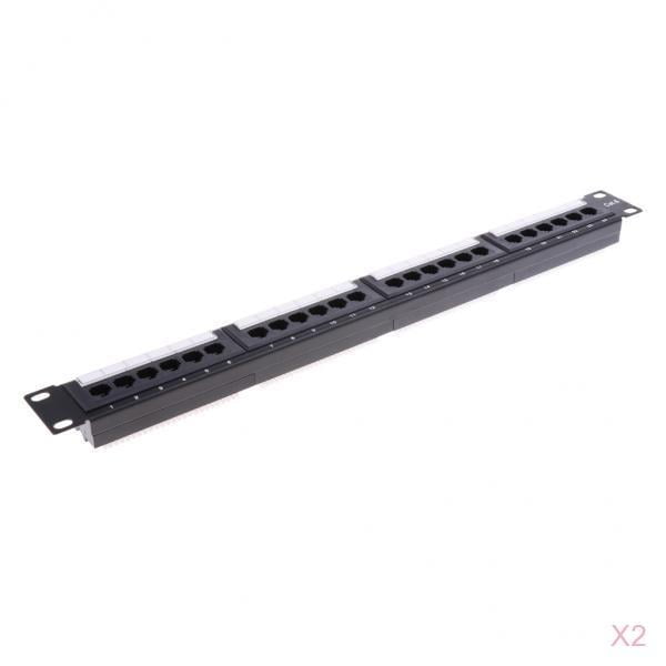 2 × 24 Puertos cat six Sin Blindaje Patch Panel Compatible Ethernet Rack Mount 19 " 2pcs Hugo Panel de conexión de acero y ABS