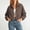 Brown1, variant on Womens Cropped Bomber Jackets- Trendy Long Sleeve Casual Lightweight Zip Up Fall Track Jacket Brown Size XL