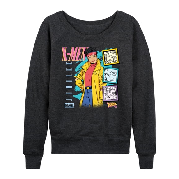 X-Men - Lightweight French Terry Wide Neck Long Sleeve Graphic Shirt