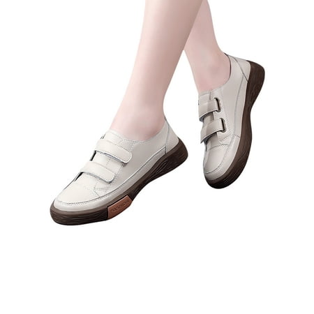 

Daeful Women Flats Non-Slip Sneakers Slip On Casual Shoe Lightweight Walking Shoes Sports Fashion Sneaker Beige 6.5