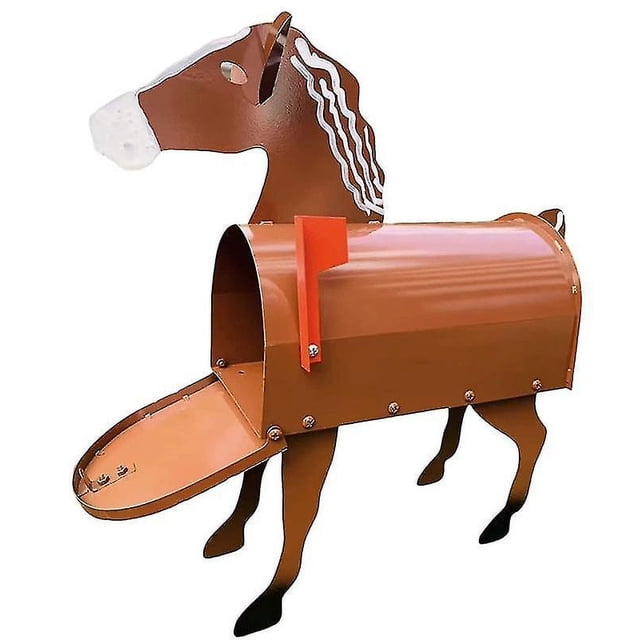 Horse Shape Mailbox, Personalized Weather-proof Horse Cow Chicken Shape Outside Garden Post Mail Box Ornament For Farm Animal Lover Cow-SHUNJING
