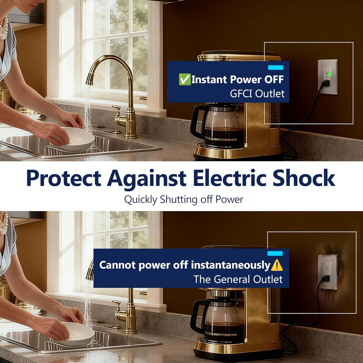 15A GFCI Outlet, Tamper-Resistant Receptacle with Self-Test, LED Indicator, ETL Listed & FCC Compliant, Anti-Interference (No-False-Trip) Protection, Screwless Wall Plate, Nickel, 2Pack
