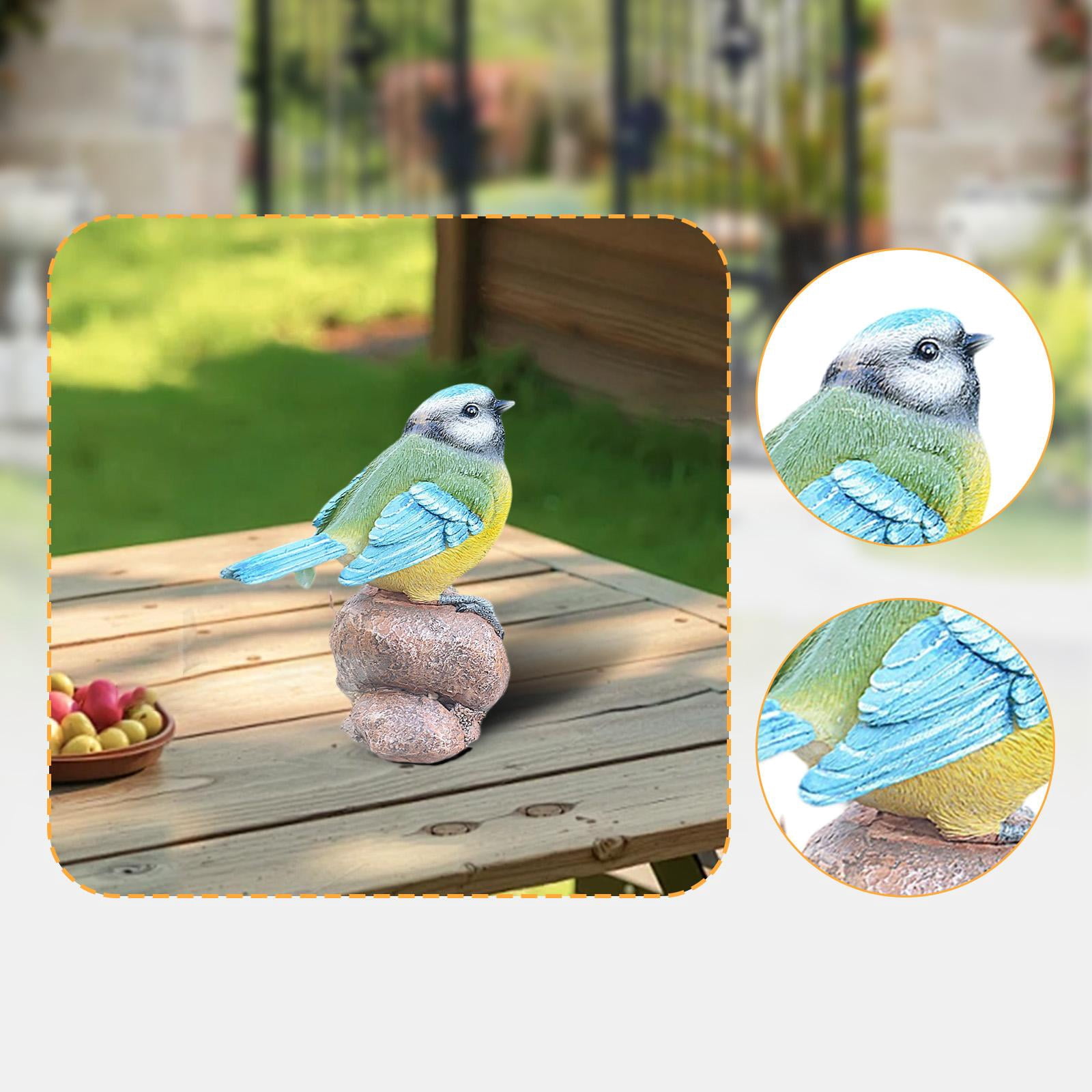 koolsoo Bird Figure Decoration Fairy Garden Decoration Miniosurgy Garden Sculpture Vogel Statue for Lawn Outside of The Background Bookcase On the stone