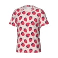 thumbnail image 3 of Yiaed Strawberry Print Mens Short Sleeve Tight Fit T-Shirt, Crewneck Casual Tee-Medium, 3 of 5
