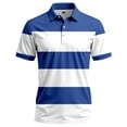 thumbnail image 3 of Telankuip Polo Shirts for Men Short Sleeve Buckle Collar Striped Color-Block T Shirts Summer Comfortable Fit Lightweight Breathable Stylish Work Leisure Tops Blue XXL, 3 of 5