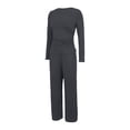 thumbnail image 4 of Pyhlmscde Women's Wide Leg Long Sleeve Crop Tops Matching Sets Outfits, Sweatsuits Women 2 Piece Outfit, Winter Clothes for Women, Fall Outfits for Women, 4 of 6