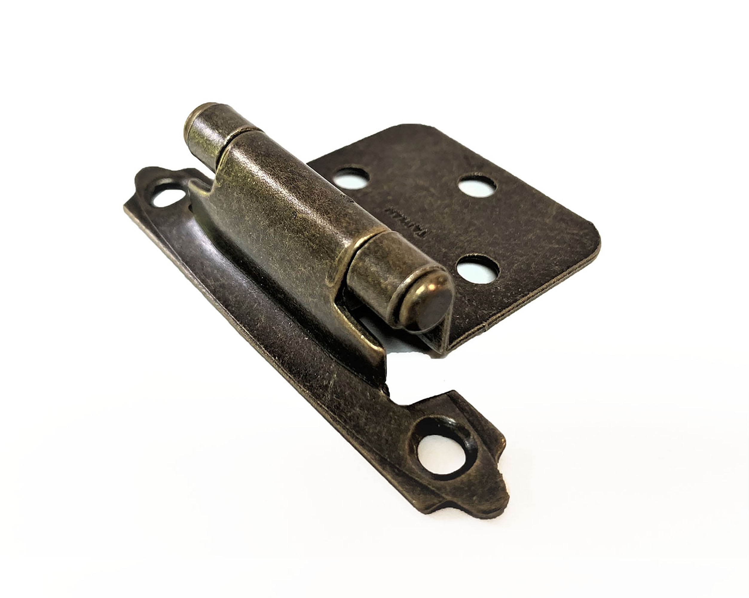 SemiConcealed SelfClosing Hinge for Overlay Doors, Steel with Antique