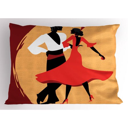 Spanish Pillow Sham Spanish Dancers In Folk Dress Silhouettes