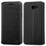 for 5.5" Samsung Galaxy J7 Prime On Nxt G610 Case Phone Case Hybrid 2-Tone Wallet Kickstand Card Pocket Purse Pouch Screen Cover Flap Black