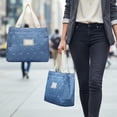 thumbnail image 1 of Bolso de mano para ir al trabajo, ideal para el almuerzo o para llevar cosméticos. Diseño con gatitos adorables. Bolso vaquero informal de gran capacidad para mujer., 1 of 6