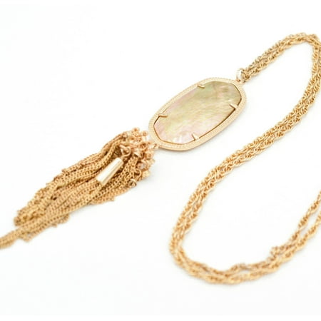 KENDRA SCOTT Women's Rayne Necklace in Brown Mother of Pearl, Rose Gold Tone