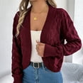 thumbnail image 4 of Cardigan Sweaters for Women 2025 Long Lattern Sleeve Open Front Eyelet Knit Cropped Sweater Cardigans, 4 of 8