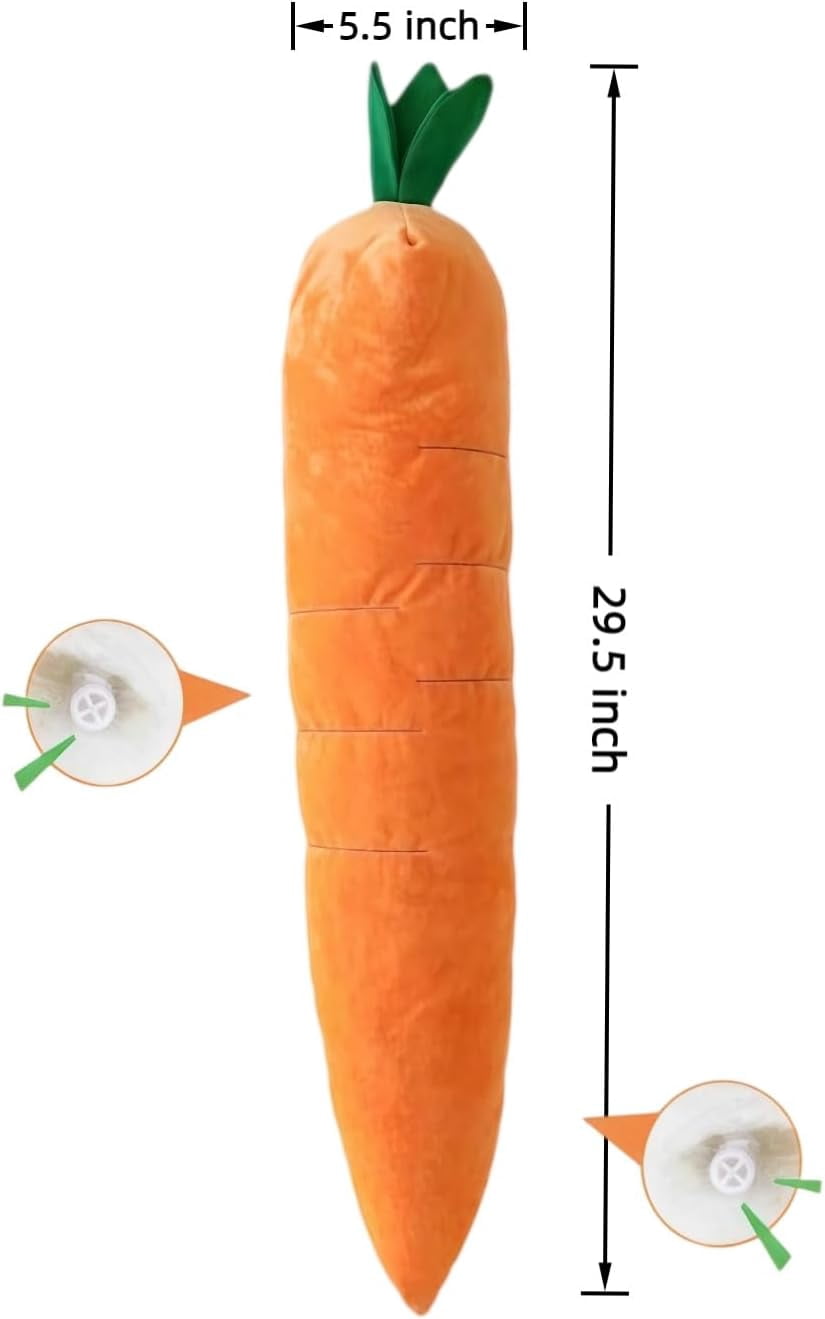 Giant Carrot Dog Toy 29.5 Inch, Plush Dog Toy with Squeaker & Crinkle, Soft Durable Puppy Teething Chew Toy, Interactive Anti-Boredom Dog Toys for Small Medium Dogs (2pcs)