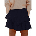 thumbnail image 2 of Boho Ruffle Tiered Skorts High Waist Mini Skirts Navy Blue XXL, 2 of 5