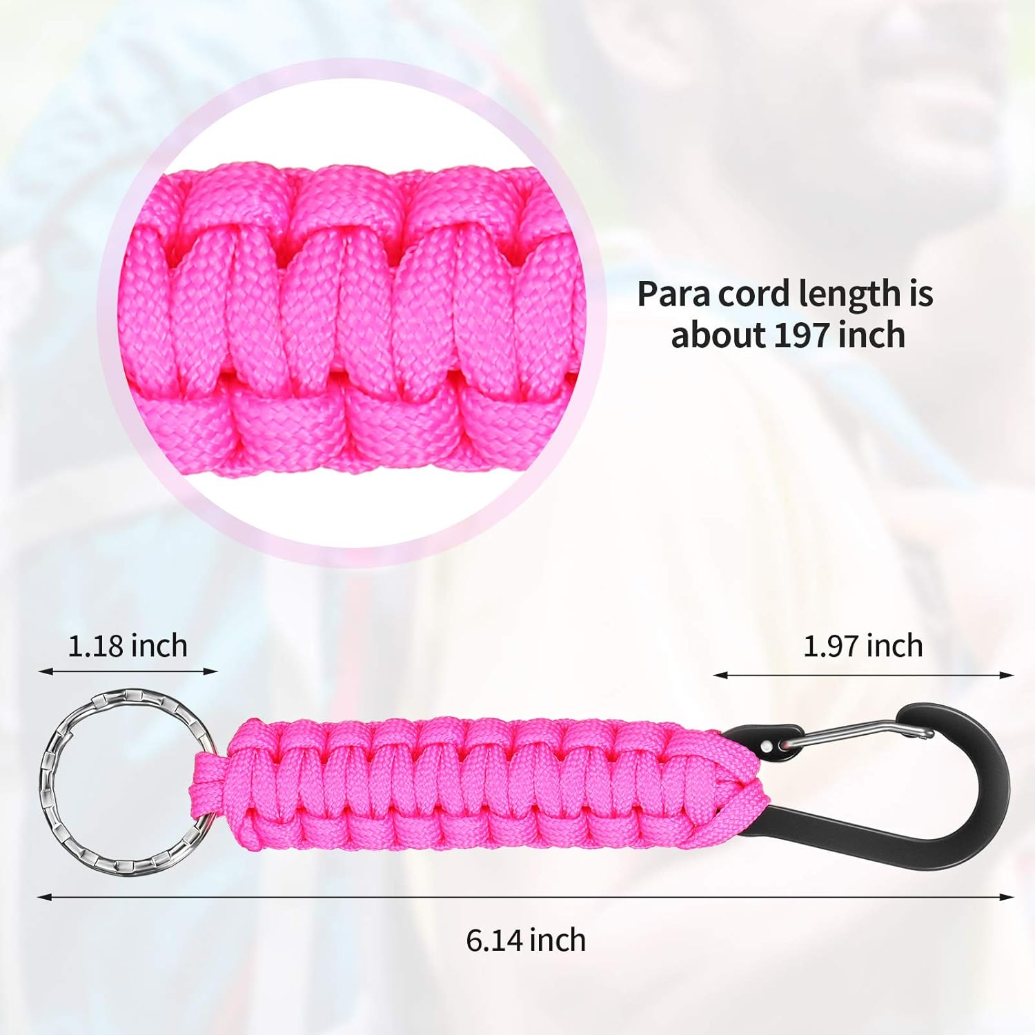 ABCISI 10 Pcs Colorful Paracord Keychain with Carabiner, Quick Release Keychain Clip Ring, Braided Lanyard for Keys Backpack Paracor, Heavy Duty Hook for Outdoor Survival Camping Hiking