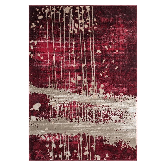 Momeni Abstract Modern Area Rugs, Red, 90" x 114"