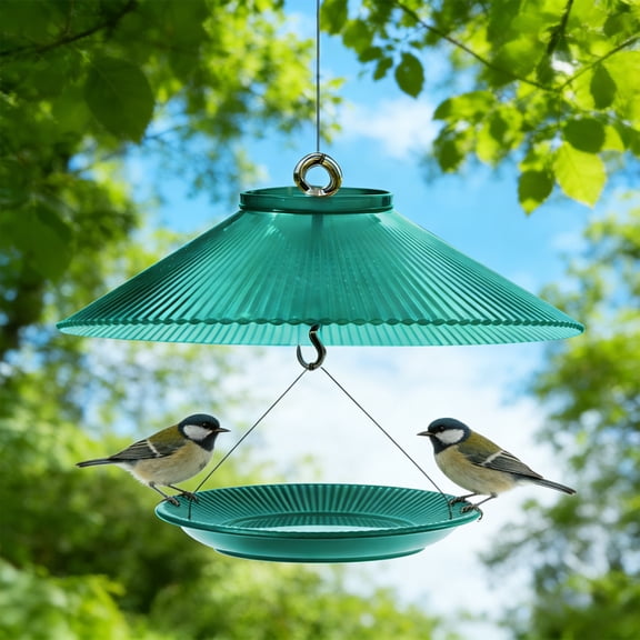 JUSEO Rain Proof Bird Feeder Cover, Blue Outdoor Hanging Squirrel Guard and Waterproof Protective Dome
