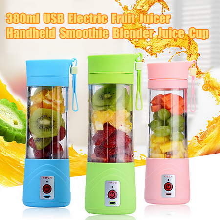 380ml Mini Vegetable juicer Fruit Extractor Portable Handheld Smoothie Maker Mixer Cup Electric Rechargeable for Outdoor Sporting Camping DIY Bottle USB (Best Juicer For Leafy Greens And Hard Vegetables)