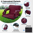 thumbnail image 2 of Stadium Seat for Bleacher & Bench Portable Folding Chair with Padded Cushion Reclining Stadium Chair with Back Support, Shoulder Straps, Zipper Bag, Burgundy, 2 of 6