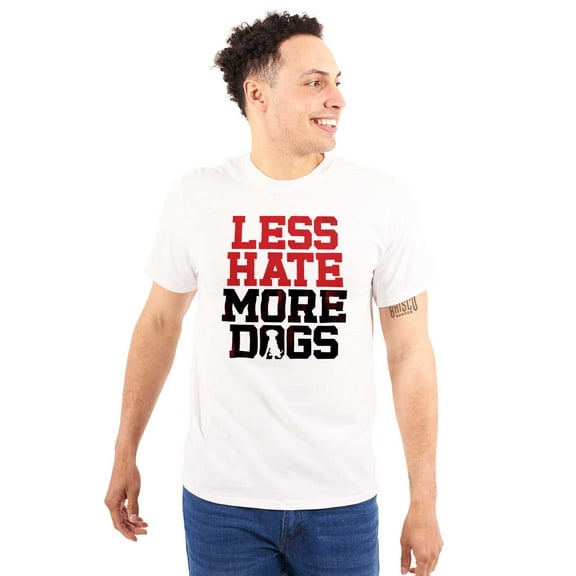 Less Hate More Dogs Peace Relaxed Pet Plus Size Crewneck Graphic Tee Shirt Brisco Brands 2X