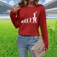 thumbnail image 2 of Charella Long Sleeve Shirts for Women Casual Graphic Tee Loose Fit Crew Neck Ptinted Tops Soft Clothes (3XL, Red), 2 of 6