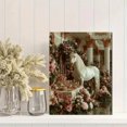thumbnail image 2 of Romantic White Horse Canvas Art, Floral Pastel Fantasy Print, Gold Accent Boho Home Wall Decor, 2 of 8