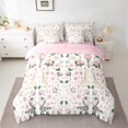 thumbnail image 2 of Homewish Kawaii Giraffe Zebra Twin Bedding Sets 7-Piece, Cute Cartoon Animal Bedding Comforter Set, Pink Cherry Blossoms Reversible Sheet Sets, Super Cozy Room Decor, 2 of 7