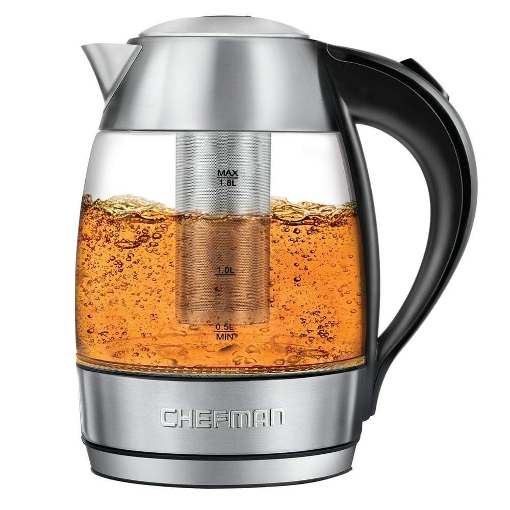 Chefman Electric Glass Kettle, Fast Boiling Water Heater with LED