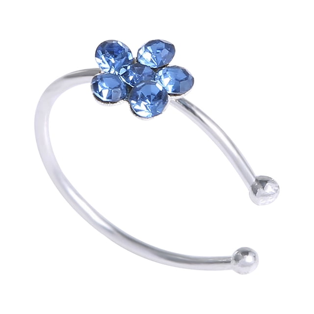 Fiudx Aro Nasal de Cristal con Forma de Flor, Joya de Cristal Transparente Brillante, Elegante Diseño Plateado, 10 Mm de Diámetro, Perfecto para Regalar, Accesorio de Moda, Impresionante Expositor de