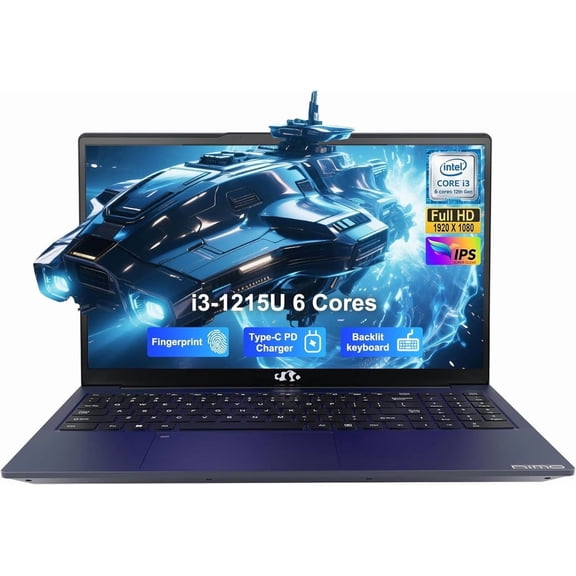 15.6" IPS FHD-Laptop,16GB RAM,512GB SSD,Intel 6-Cores i3-1215U (Beat i5-1135G7),65W Type-C,Fingerprint,Computer with Backlit Keyboard Fingerprint Laptops for Business and Student,Wi-Fi 6,Win 11