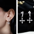 thumbnail image 3 of Rosec Jewels Lab Created Diamond Cross Earrings with Screw Back - Cross Drop Earrings - EF-VS Grade, 925 Sterling Silver, 3 of 9