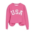 thumbnail image 5 of Girls USA Graphic Oversized Sweatshirts Letter Print Crewneck Long Sleeve Casual Loose Pullover Tops, 5 of 7