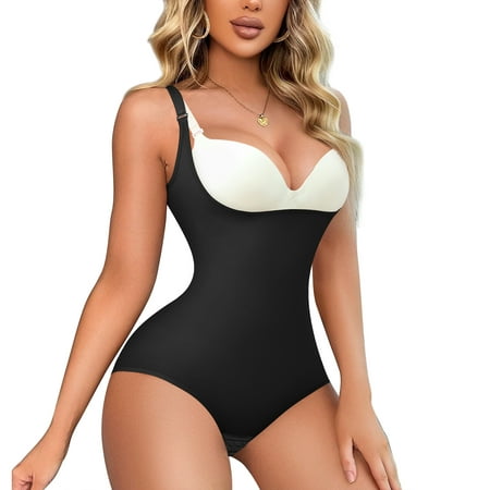 

Gotoly Women Shapewear Bodysuit Tummy Control Waist Trainer Butt Lifter Panty Invisible Stomach Body Shaper(Black X-Small/Small)