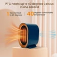 thumbnail image 2 of OhhGo Small Electric Space Heater for Indoor Use, PTC Ceramic Electric Desktop Portable Mini Heaters for Home Bedroom Office Desk 1200W, Blue, 2 of 8