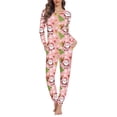 thumbnail image 2 of Pijamas con patrón navideño para mujer, conjunto de dos piezas, ropa de dormir de manga larga con cuello redondo, traje cálido para el hogar, Otoño e Invierno, 2 of 4