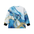 thumbnail image 5 of Xoenoiee Blue Golden Butterfly Marble Print Oversized Sweatshirt for Girls Comfy Casual Athletic Wear Soft Long Sleeve Pullover Round Neck Fall Winter Top, 9-10 Years, 5 of 7
