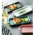 thumbnail image 5 of Haifle Solid Color Rectangular Baking Pans For Oven Ceramic, Shallow Lasagna Pan With Handles, Porcelain Baking Pan-White, 5 of 7