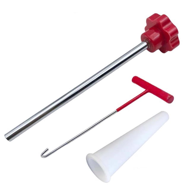 Valve Core Removal Tool Kit 3 Piece Set for Car Tire Valve Replacement with T Handle Hook Conical Positioning Tube and Metal Sliding Rod