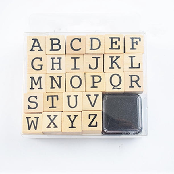 1 Juego de sellos de goma de madera, papelería decorativa, letras rústicas, sello de alfabeto para manualidades, álbum de fotos, diario, manualidades, Mayúsculas BLESIY Sello de letras de madera