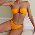 thumbnail image 5 of WREESH Womens Two Piece Swimsuit Bandeau Bikini Sets High Cut Bikini Solid New Fashion Split Swimsuit Casual Bikini Swimsuit Set Beach Bathing Suit Orange, 5 of 9