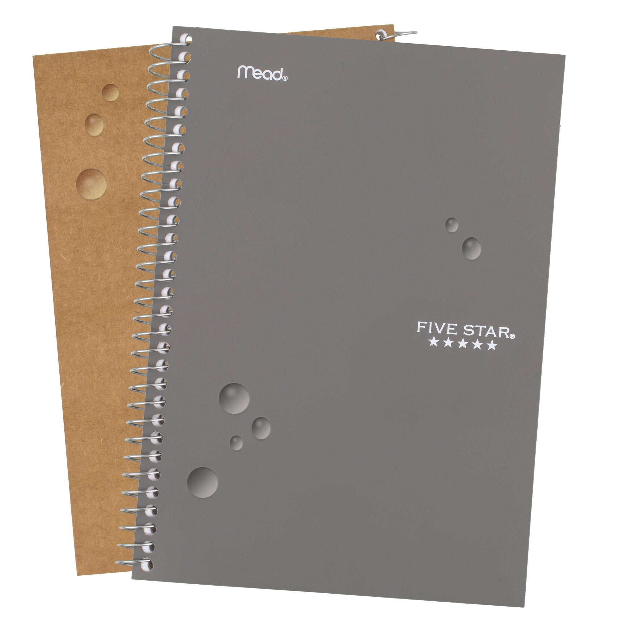 (2 pack) Five Star Spiral Notebook, 2 Subject, College Ruled, 6" x 9.5", Gray