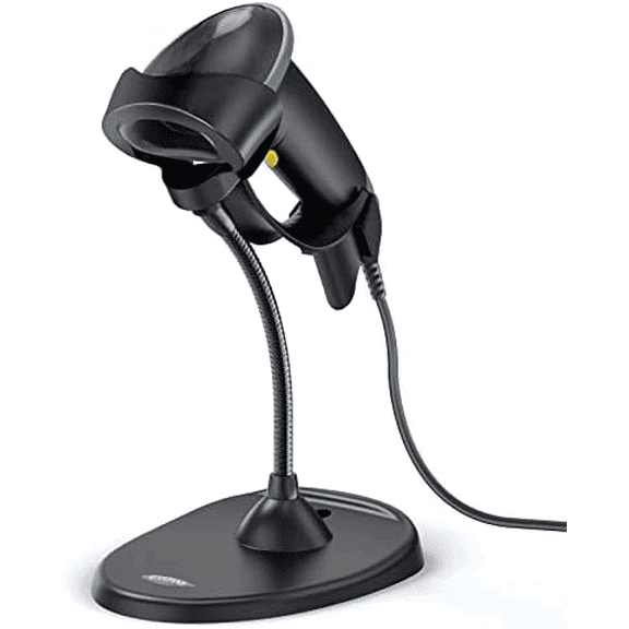 Handheld 2D Barcode Scanner with Gooseneck Stand, Automatic USB Wired QR Code Scanner Bar Code Reader Support Screen Scanning for PC POS System Library Store Supermarket Check-Out, Inventory$$Office